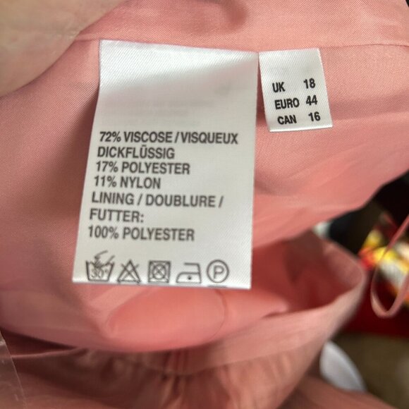 Jacques Vert Petal Pink Shiny Crinkle A-Line Midi Skirt Sz 18 Lined Full New - Picture 8 of 8